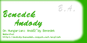 benedek andody business card